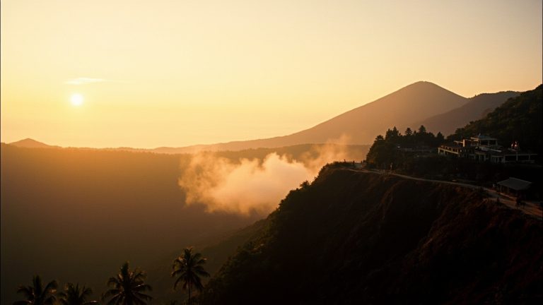 kintamani: mont batur au lever du soleil et caldeira