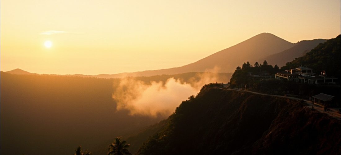 kintamani: mont batur au lever du soleil et caldeira